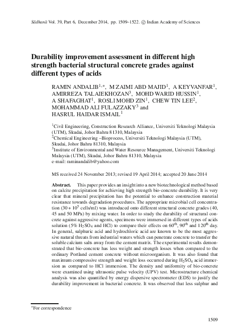 (PDF) Durability improvement assessment in different high strength ...
