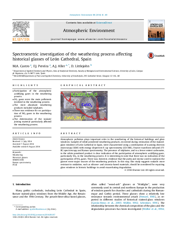 (PDF) Spectrometric investigation of the weathering process affecting ...