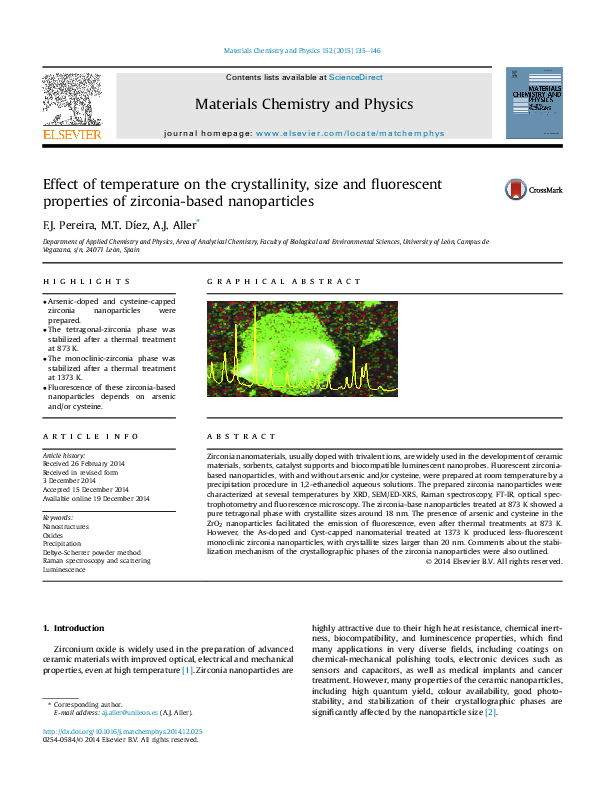 (PDF) Effect of temperature on the crystallinity, size and fluorescent ...