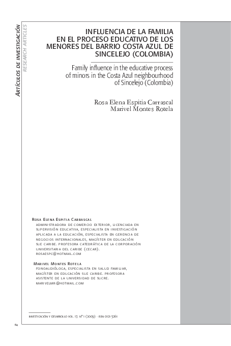 (PDF) Influencia de la familia en el proceso educativo de los niños