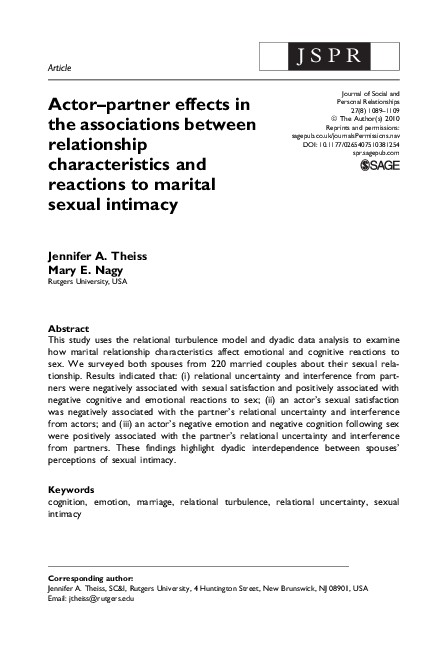 (PDF) Actor-partner effects in the associations between relationship ...