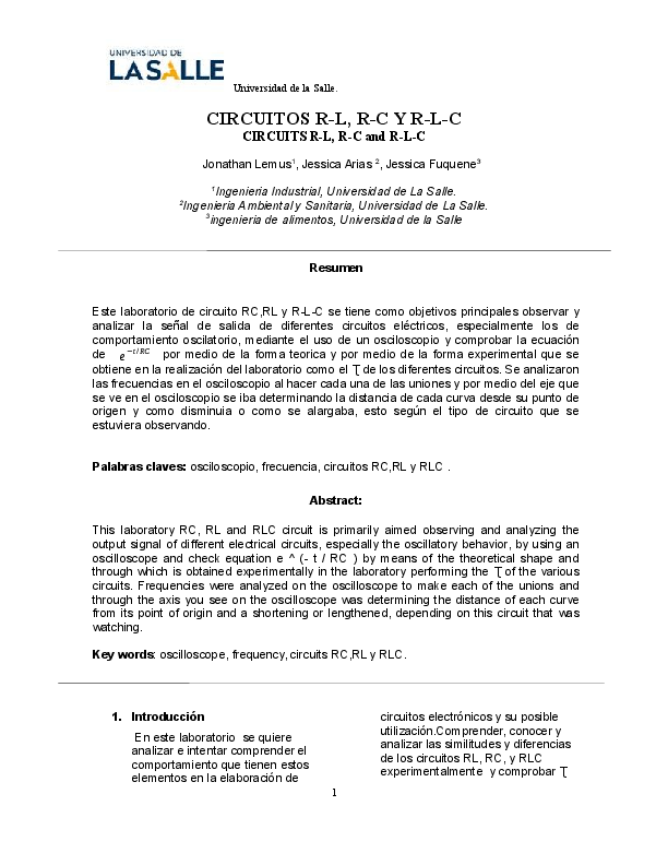 (DOC) CIRCUITOS RL, RC Y RLC