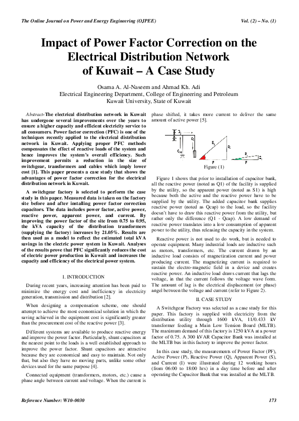 (PDF) Impact of Power Factor Correction on the Electrical Distribution