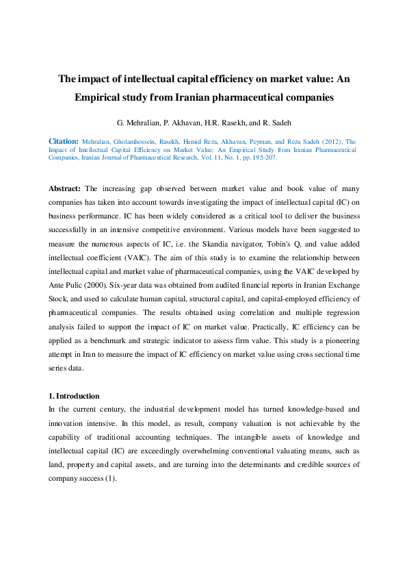 The impact of intellectual capital efficiency on market value: An ...