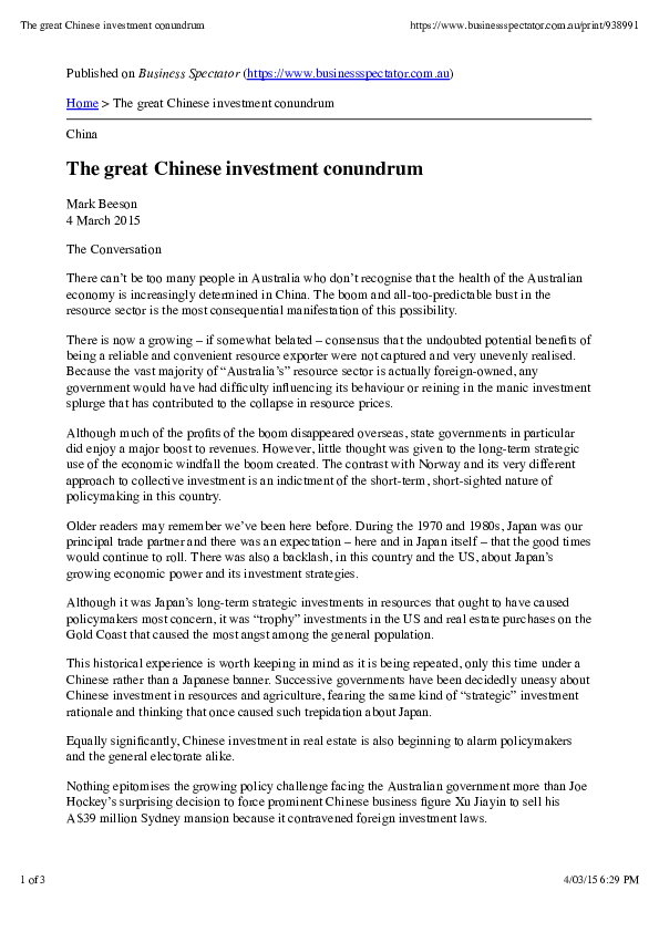 (PDF) The great Chinese investment conundrum