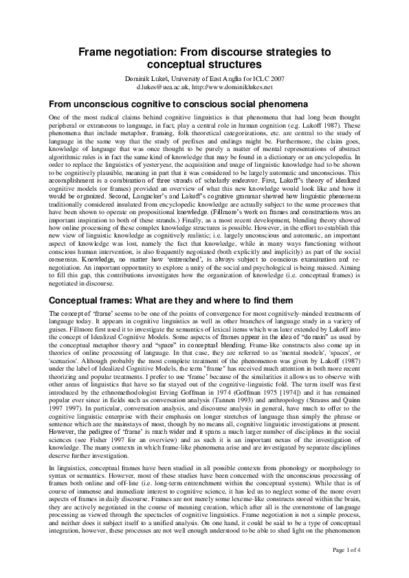 (PDF) Frame negotiation From discourse strategies to conceptual