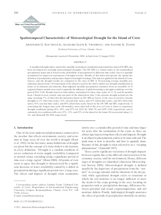 (PDF) Spatiotemporal Characteristics of Meteorological Drought for the ...