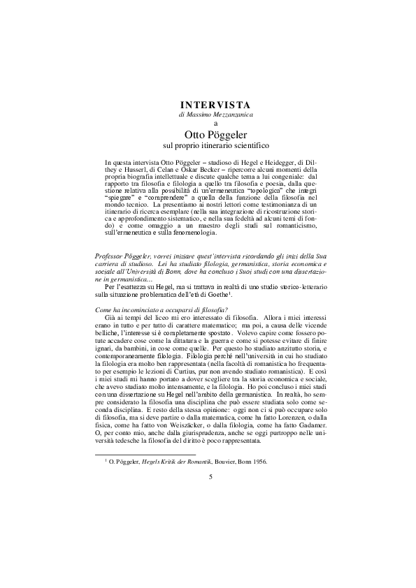 (PDF) Intervista a Otto Pöggeler