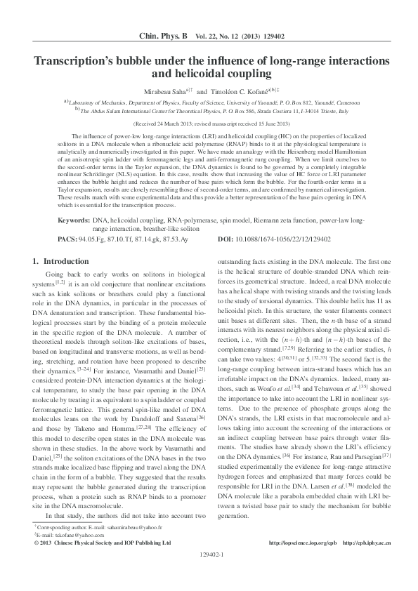 (PDF) Transcription’s bubble under the influence of long-range ...