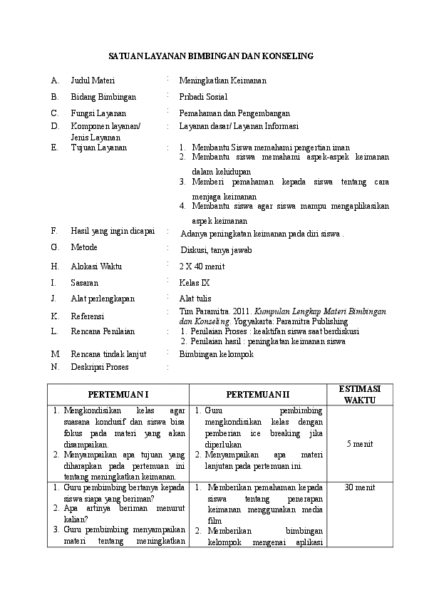 Doc Satuan Layanan Bimbingan Dan Konseling Sya Ban Ratri Academia Edu
