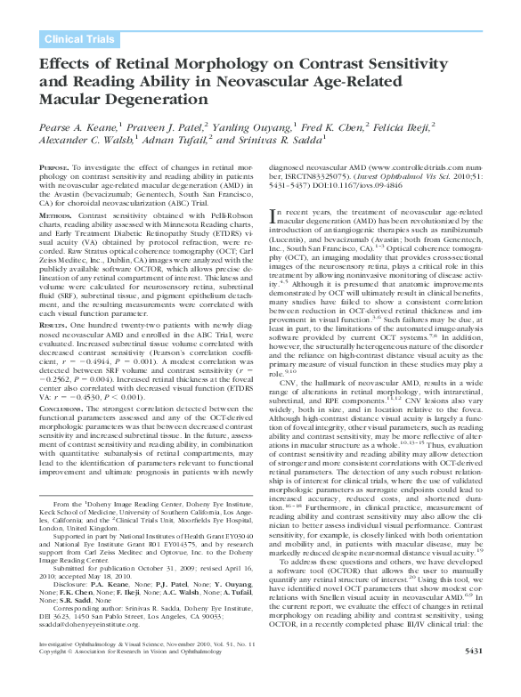 (PDF) Effects of Retinal Morphology on Contrast Sensitivity and Reading ...