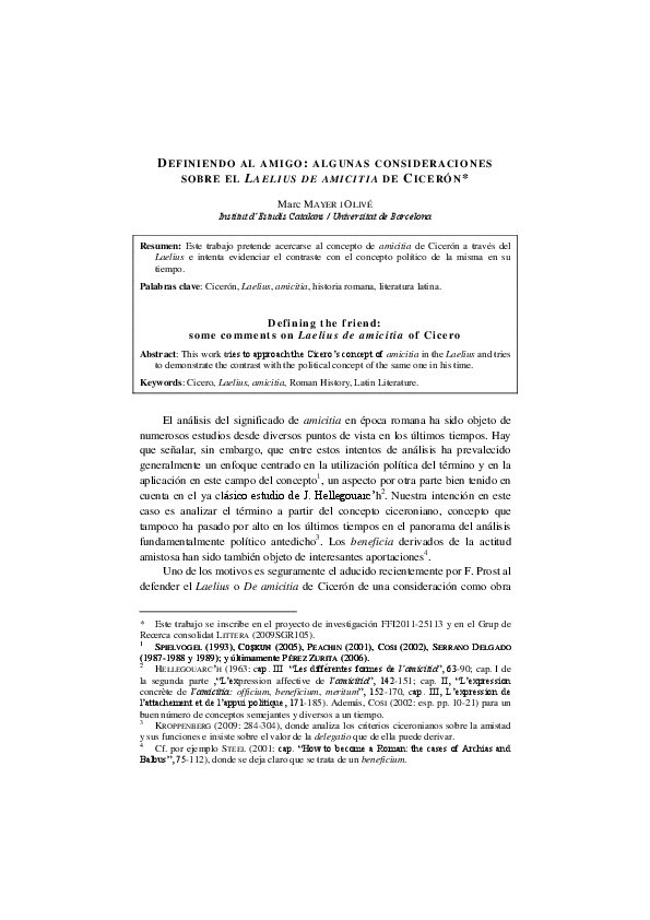 (PDF) AMICITIA: THE ROMAN FRIENDSHIP: 365. Definiendo al amigo. Algunas ...