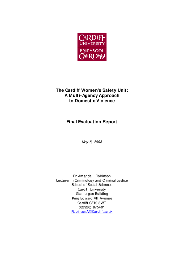 (PDF) The Cardiff Women's Safety Unit: A Multi-Agency Approach to ...