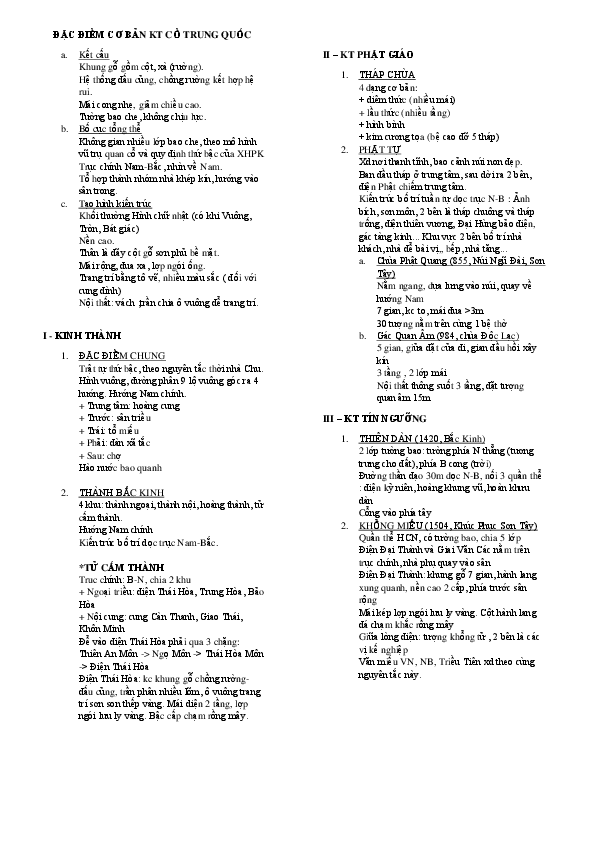 First page of “ĐẶC ĐIỂM CƠ BẢN KT CỔ TRUNG QUỐC”