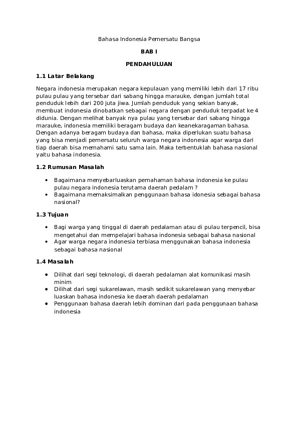 Doc Bahasa Indonesia Pemersatu Bangsa Nadhira Zw Academia Edu