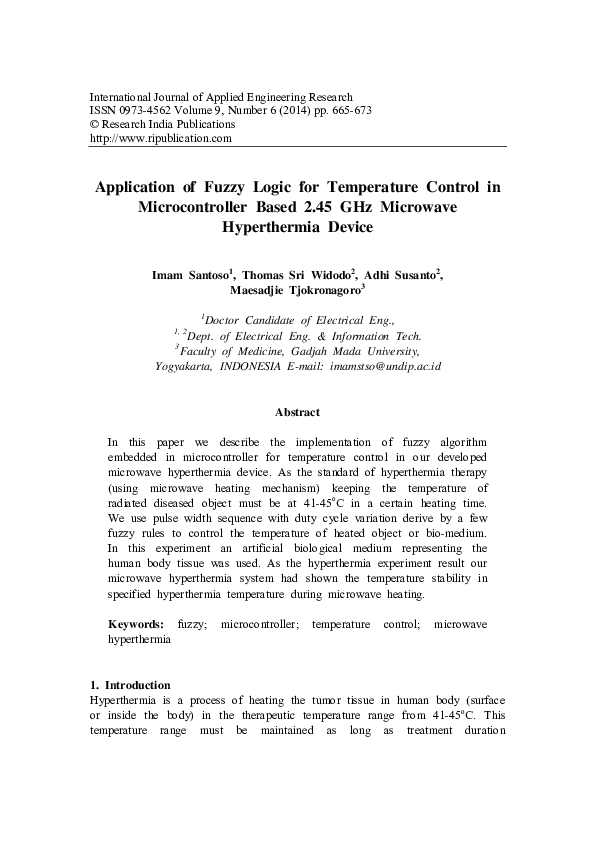 Application of Fuzzy Logic for Temperature Control in Microcontroller