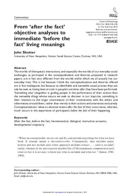 (PDF) From ‘after the fact’ objective analyses to immediate ‘before the ...