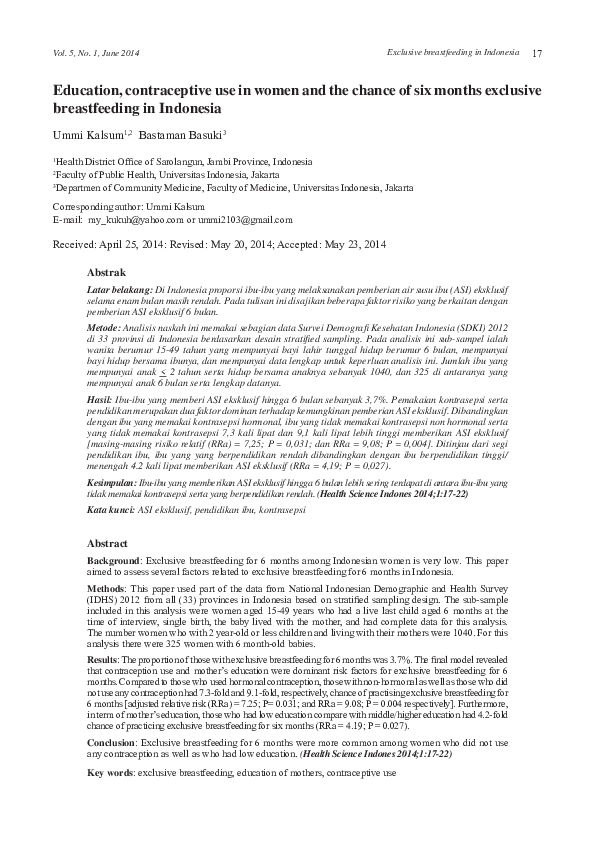 (PDF) Education, contraceptive use in women and the chance of six ...