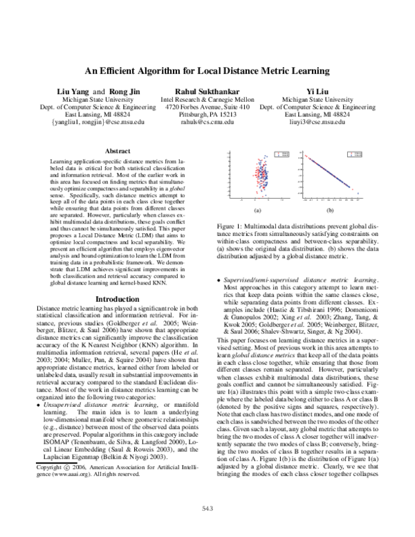 (PDF) An Efficient Algorithm for Local Distance Metric Learning