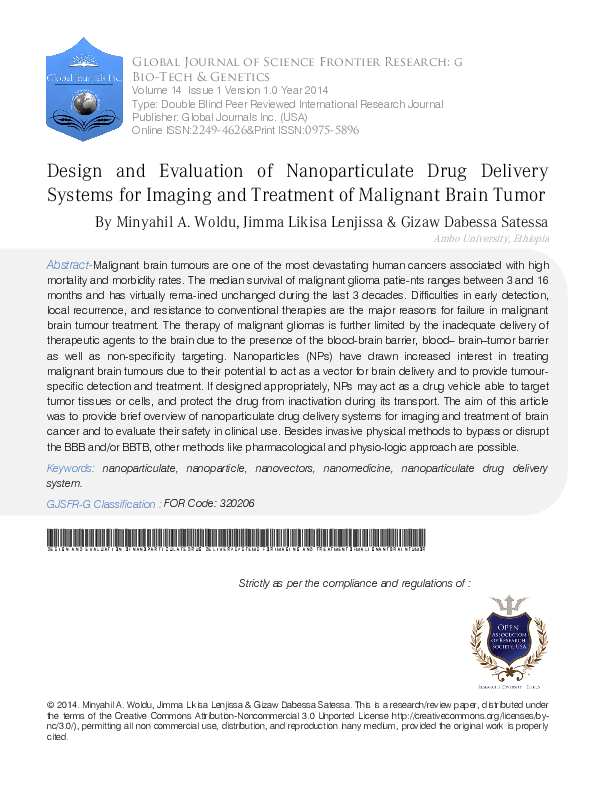 (PDF) Design and Evaluation of Nanoparticulate Drug Delivery Systems ...