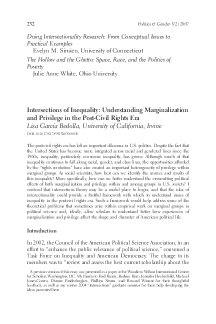(PDF) Intersections of Inequality: Understanding Marginalization and ...