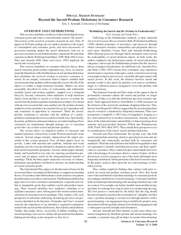 (PDF) Beyond the Sacred-Profane Dichotomy in Consumer Research