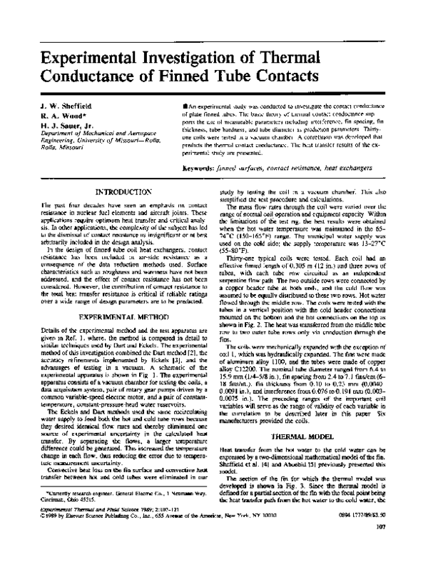 (PDF) Experimental Investigation of Thermal Conductance of Finned Tube ...