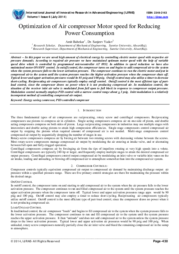 Literature review of air compressor picture