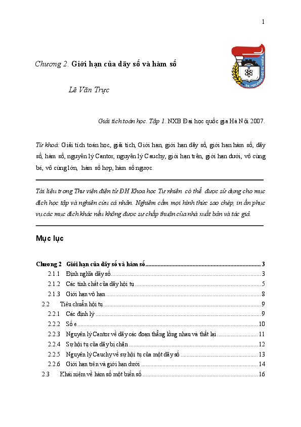First page of “1 Chương 2. Giới hạn của dãy số và hàm số”