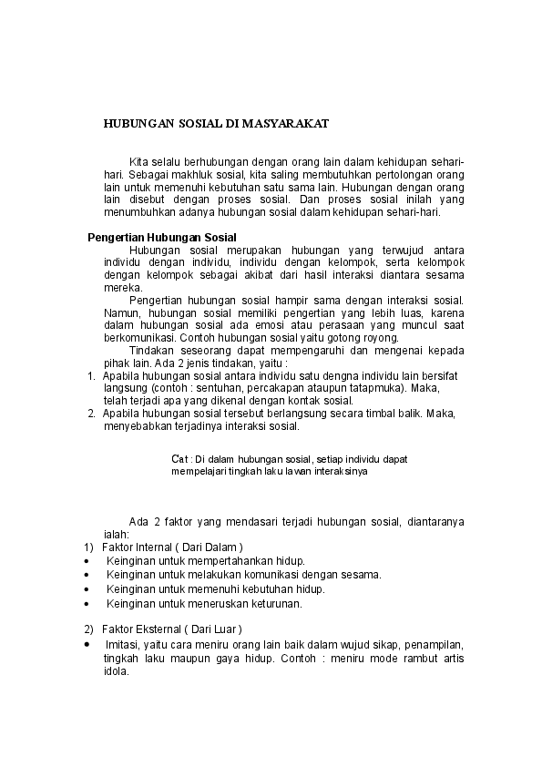 (DOC) HUBUNGAN SOSIAL DI MASYARAKAT  Riz Baldwin 
