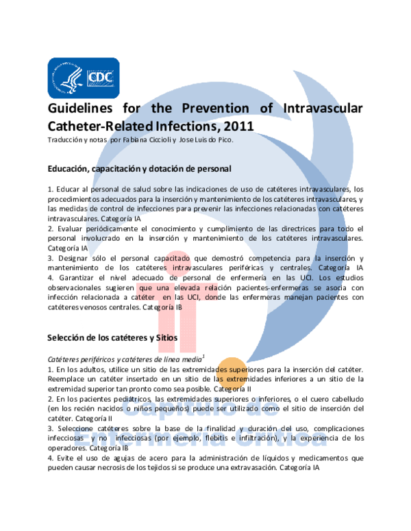 (PDF) Guidelines for the Prevention of Intravascular CatheterRelated