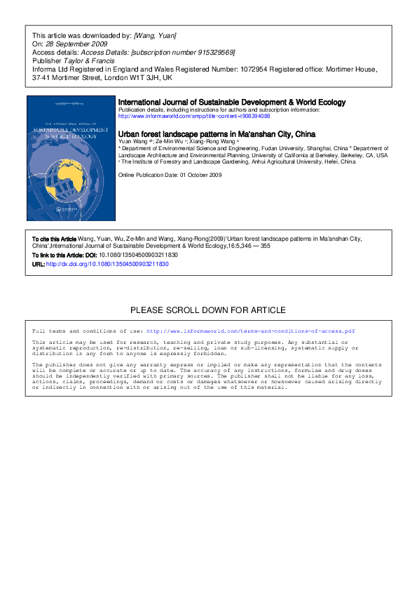 (PDF) Ecology of the urban forest—Introduction to part II | Rowan ...