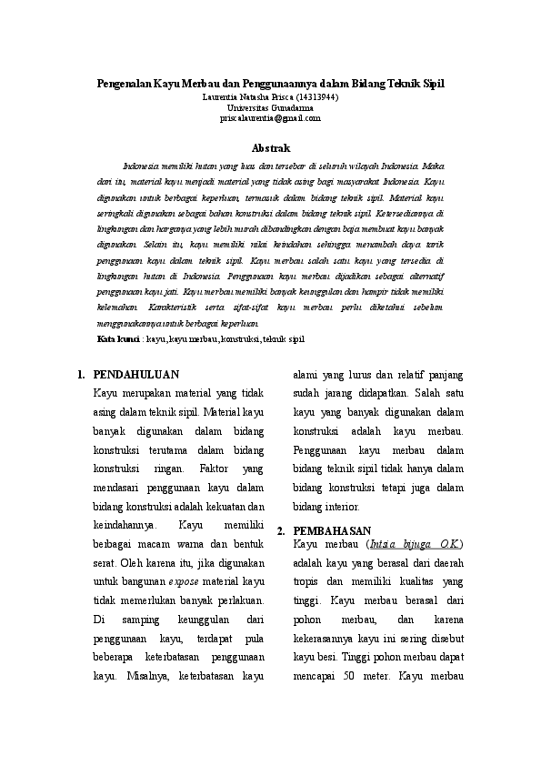 Doc Pengenalan Kayu Merbau Dan Penggunaannya Dalam Bidang Teknik Sipil Laurentia Prisca Academia Edu