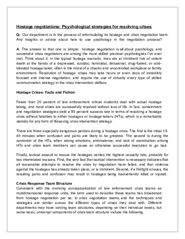 Hostage negotiations essays picture