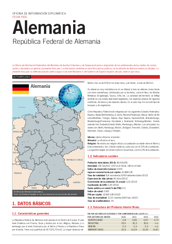 (PDF) Alemania República Federal de Alemania OFICINA DE INFORMACIÓN DIPLOMÁTICA FICHA PAÍS