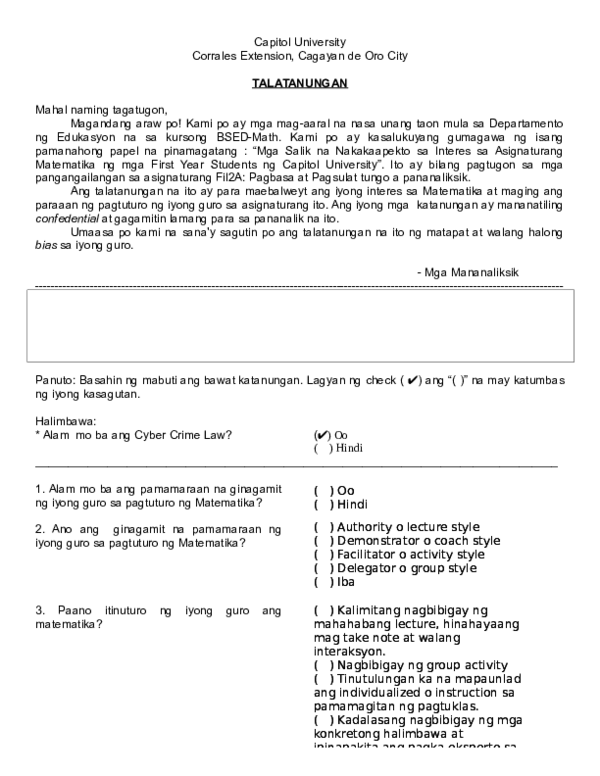 (DOC) Survey