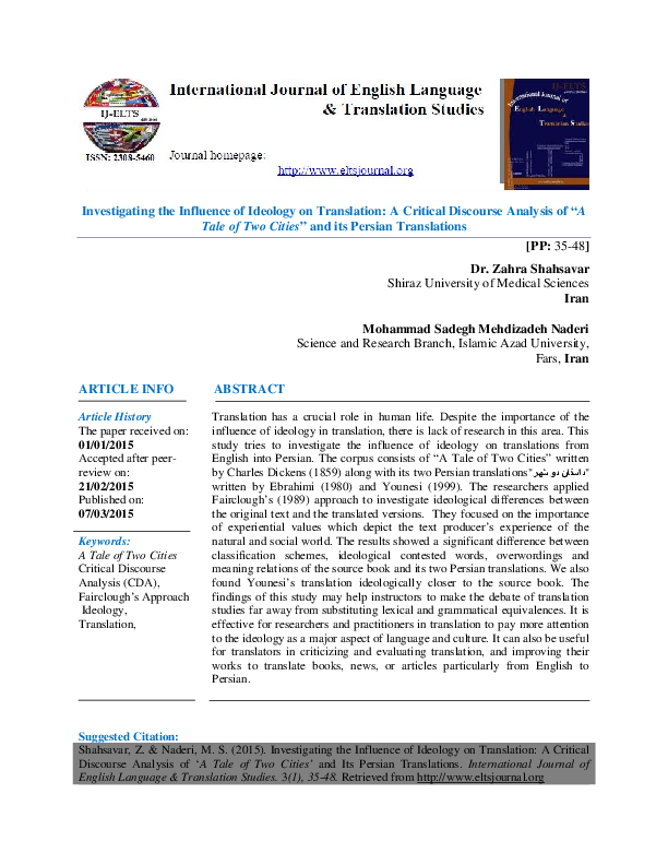 (PDF) Investigating the Influence of Ideology on Translation: A ...