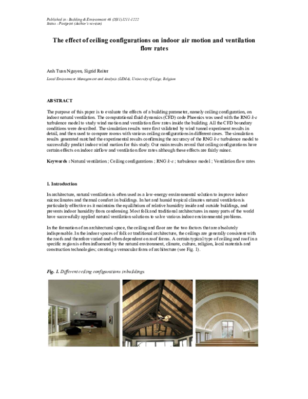 (PDF) The effect of ceiling configurations on indoor air motion and ...