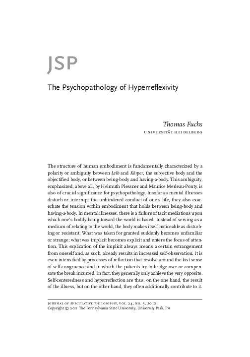 (PDF) The Psychopathology of Hyperreflexivity