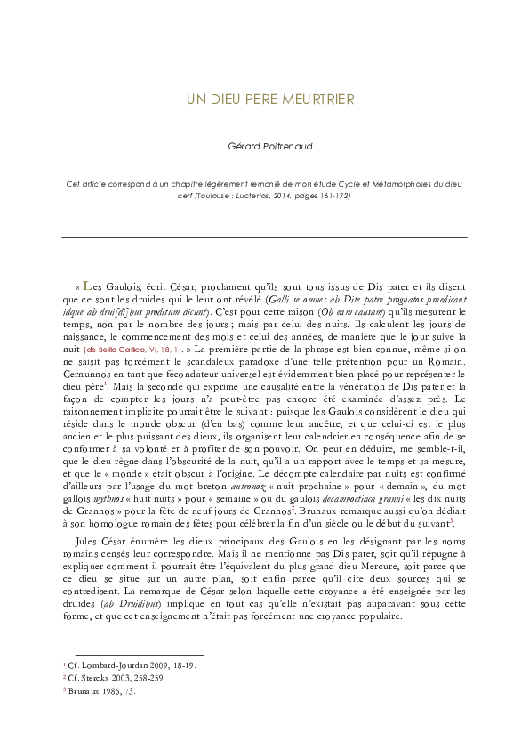 Pdf Un Dieu Pere Meurtrier Regards Sur Le Dis Pater Celtique Gerard Poitrenaud Academia Edu