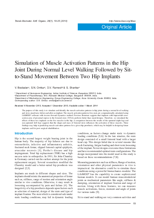 (PDF) Simulation of Muscle Activation Patterns in the Hip Joint During ...