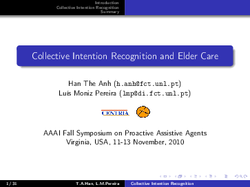 Collective Intention Recognition and Elder Care