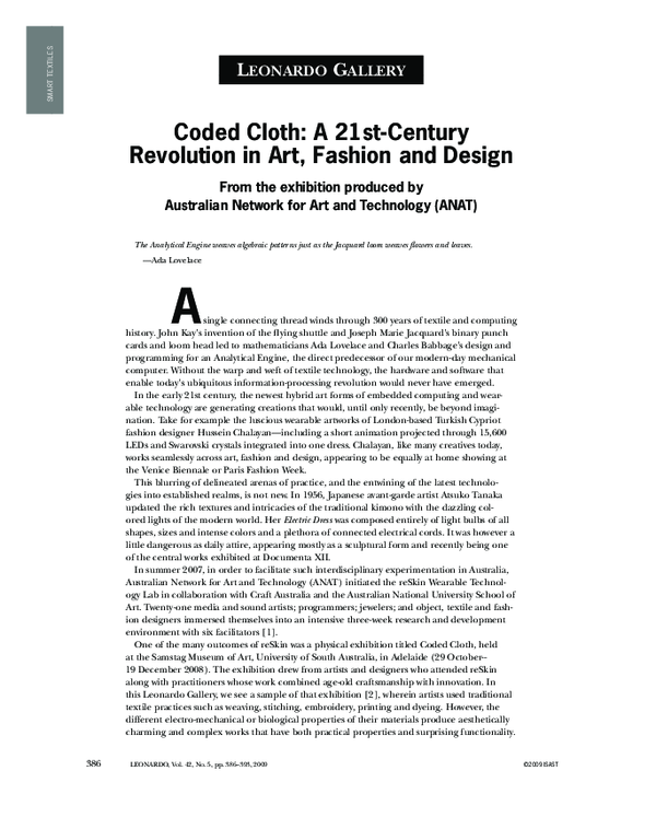 (PDF) Coded Cloth: A 21st-Century Revolution In Art, Fashion and Design