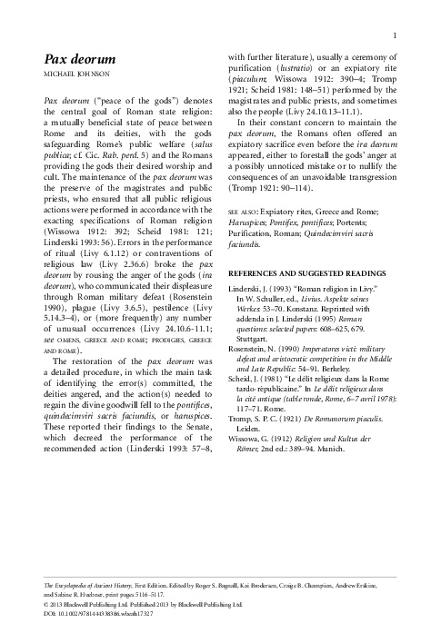 (PDF) Pax Deorum (The Encyclopedia of Ancient History)