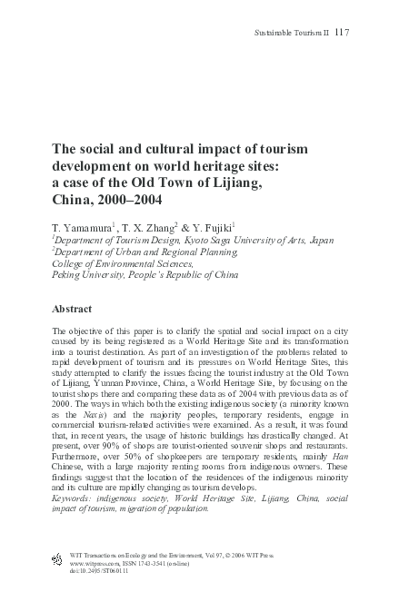 (PDF) The social and cultural impact of tourism development on world ...