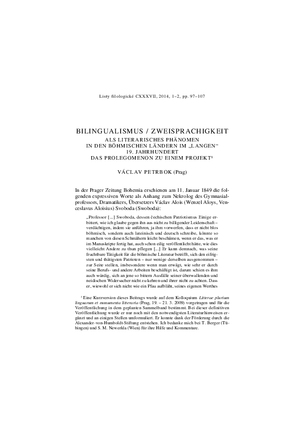 (PDF) Bilingualismus_Zweisprachigkeit als literarisches Phänomenon der