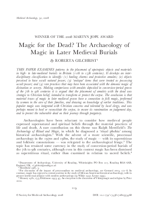 Magic for the dead? The archaeology of magic in later medieval burials