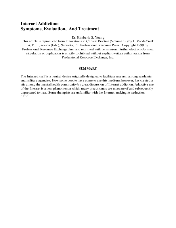 (PDF) Addiction Symptoms, Evaluation, And Treatment Ricardo