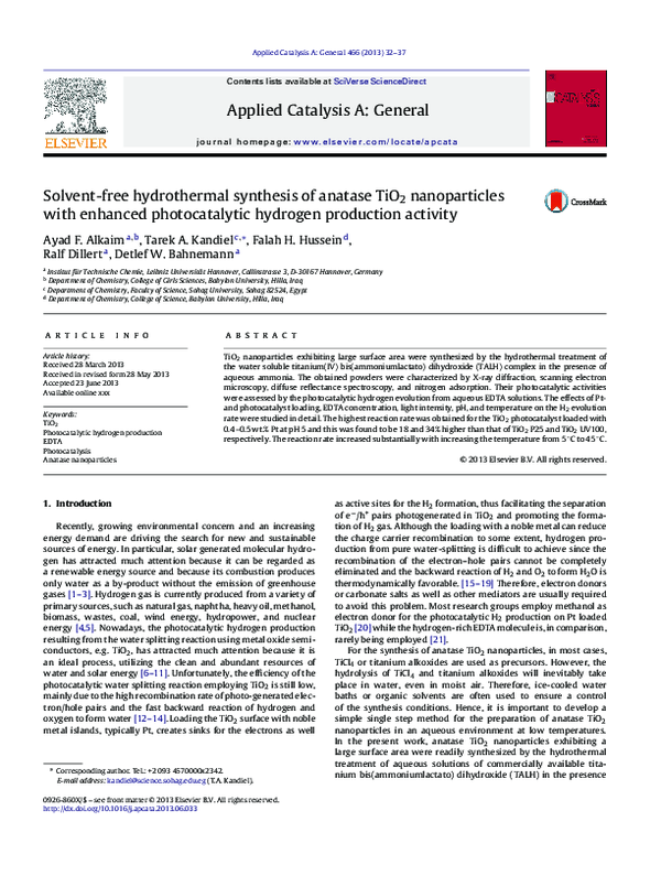 (PDF) Solvent-free hydrothermal synthesis of anatase ...