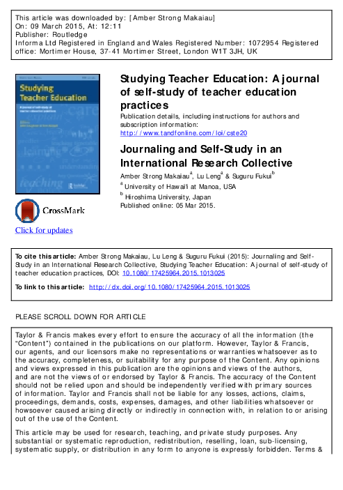 (PDF) Journaling and Self-Study in an International Research Collective